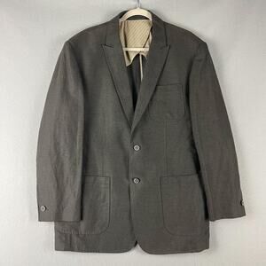 Joseph Abboud Linen Blend Blazer Sport Coat Mens 44R Brown Cotton Career Office